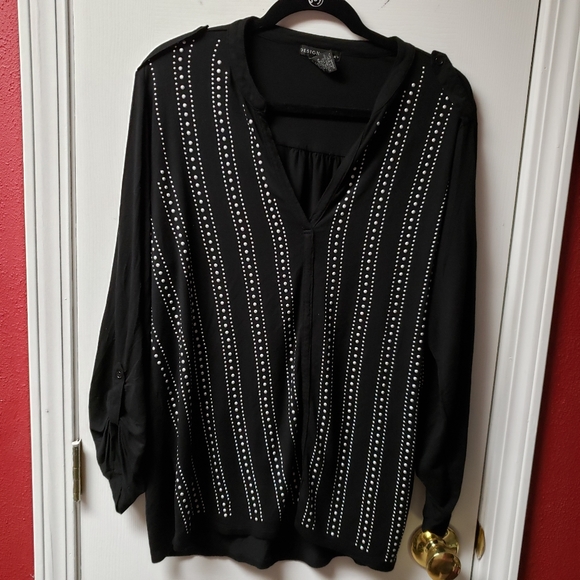 Tops - Black Studded Blouse